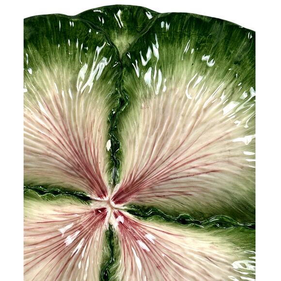 Fitz & Floyd Majolica Green Cabbage Divided Large 12.5" Serving Platter-Chip - Picture 8 of 10